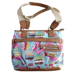 Lily Bloom NWOT Colorful Whimsical Bakery Cupcakes Themed Handbag Purse